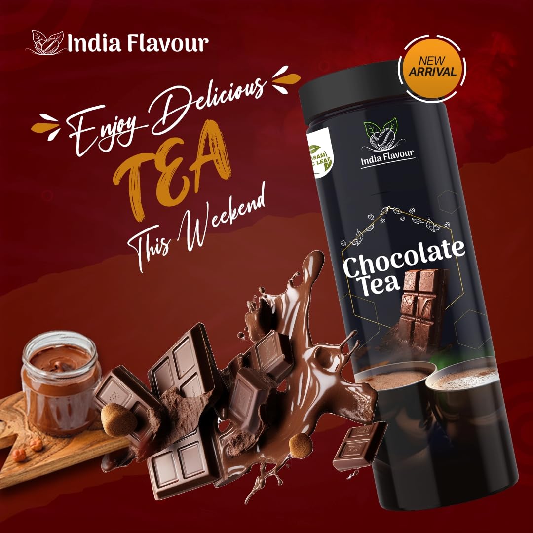 India Flavour Chocolate Tea | Cafe-Style at Home | Makes 40 Cups | Rich, Aromatic, Healthy | Extra Strong Leaves | Chocolate Flavoured.