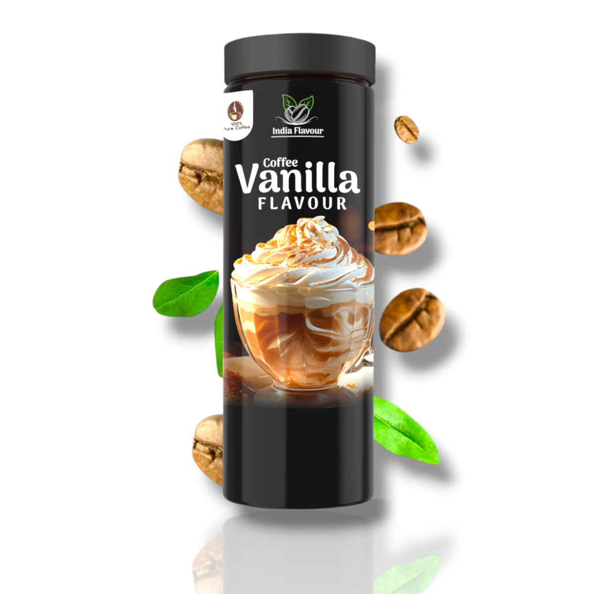 India Flavour Vanilla Coffee | Strong Instant Coffee | 50 Cups per 100g | Ideal for Espresso & Milk Coffee | Hot & Cold Brew | Pack of 1.