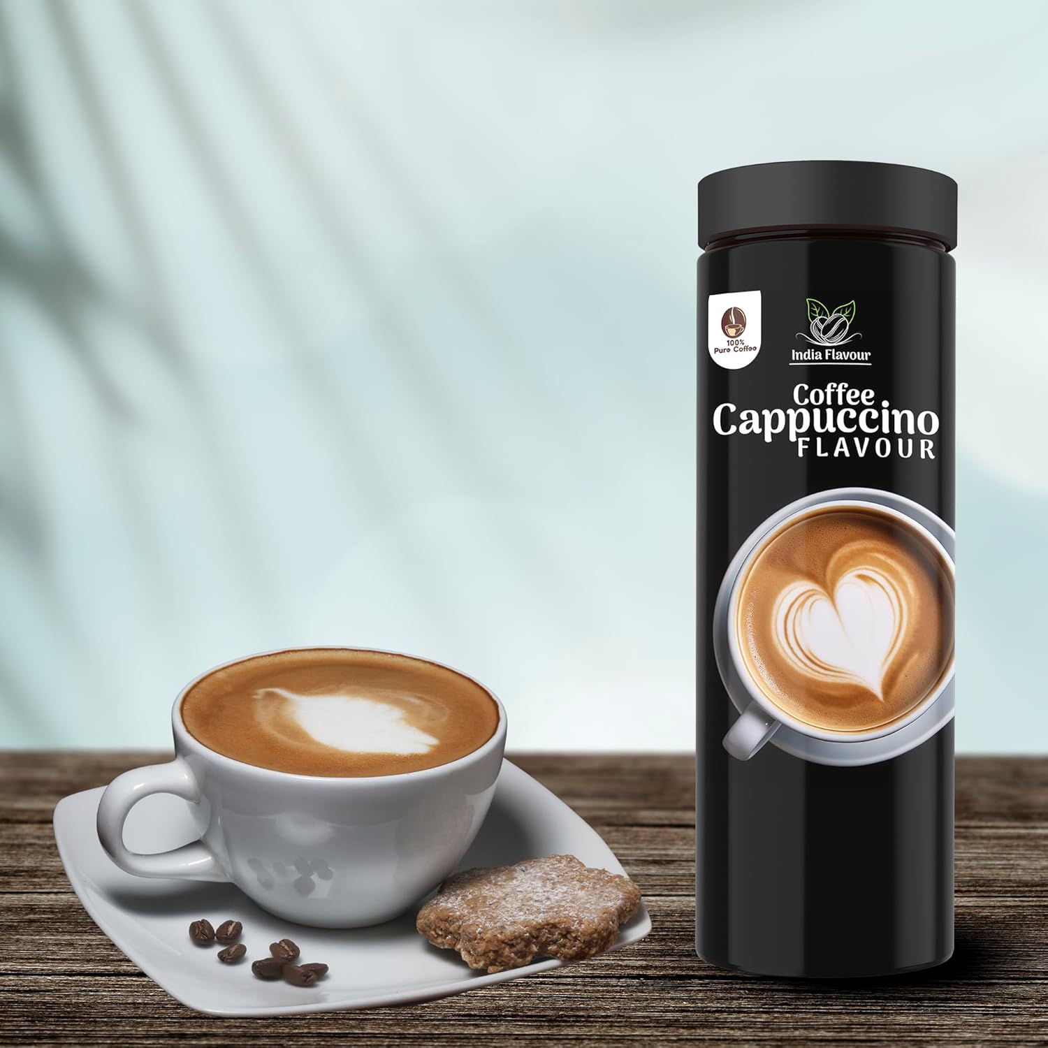 India Flavour Cappuccino Coffee | Strong Instant Coffee | No Chicory | Hot & Cold Brew | 100g Pack of 1 | Flavoured Coffee (Cappuccino, Pack of 1).