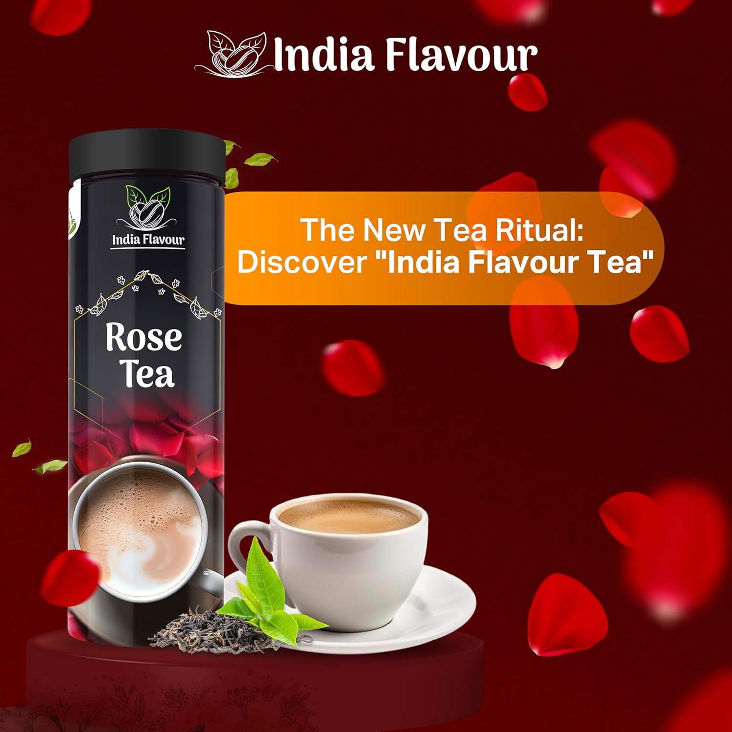 India Flavour Rose Tea | Cafe-Style at Home | 100 Cups | Rich, Aromatic, Extra Strong Rose Blend | Natural & Healthy | 250gm Pack.