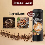 India Flavour Hazelnut Coffee | Strong Instant | 100g Pack Makes 50 Cups | Hot & Cold Brew | Ideal for Espresso & Milk Coffee (100g Pack).