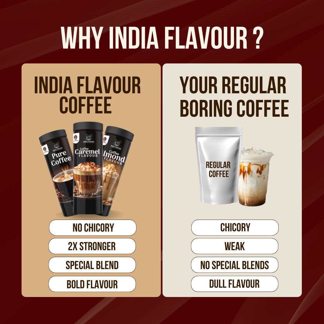 India Flavour Aromatic Flavoured Instant Hot And Cold Pure Coffee and Vanilla Coffee Combo Pack for Relieving Stress (100 Gram Each Set of 2).